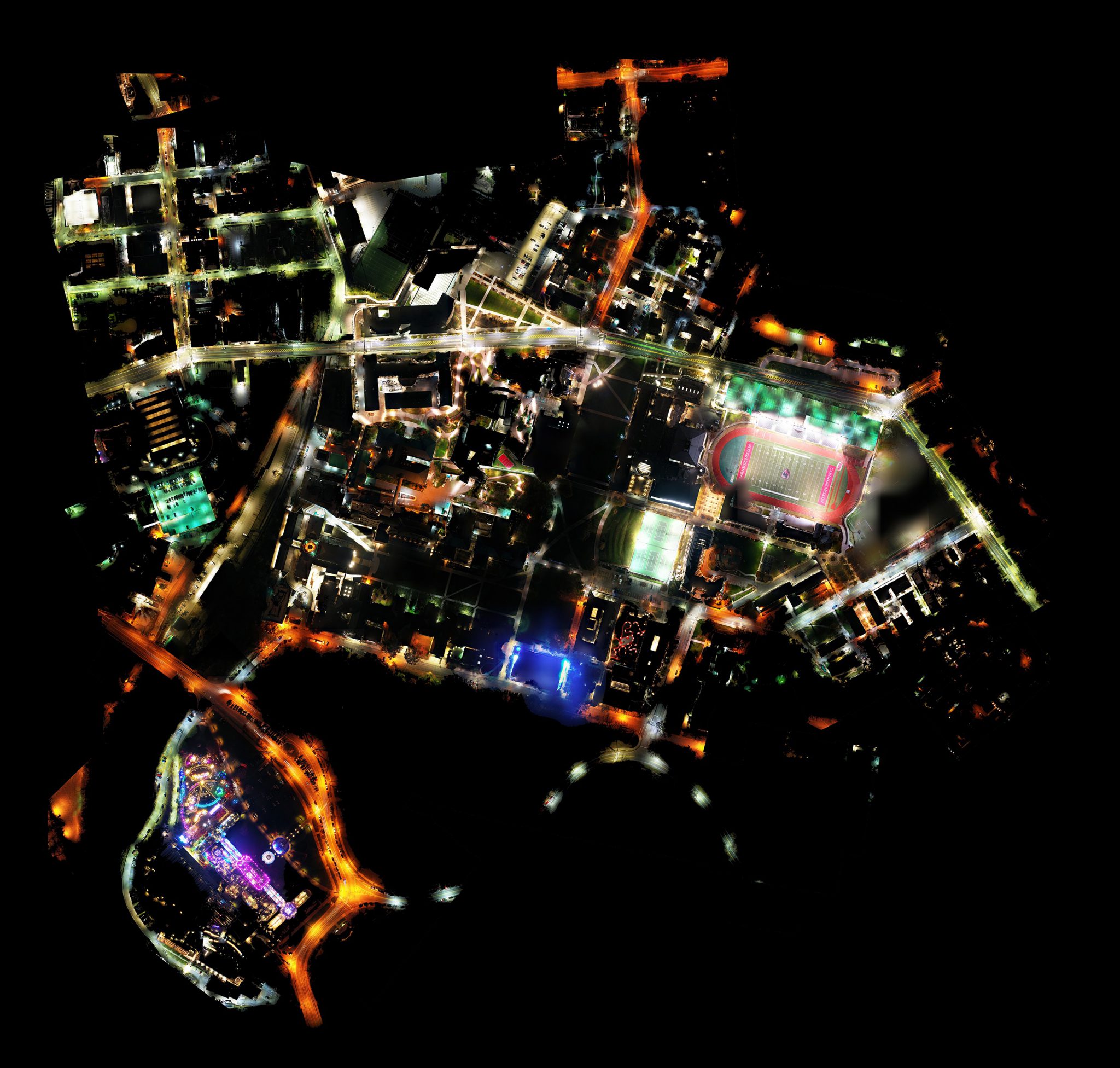 Drone shot of Carnegie Mellon University campus