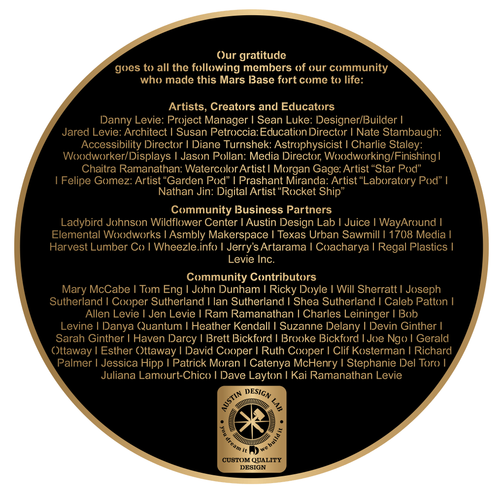 Mars Base playground contest plaque